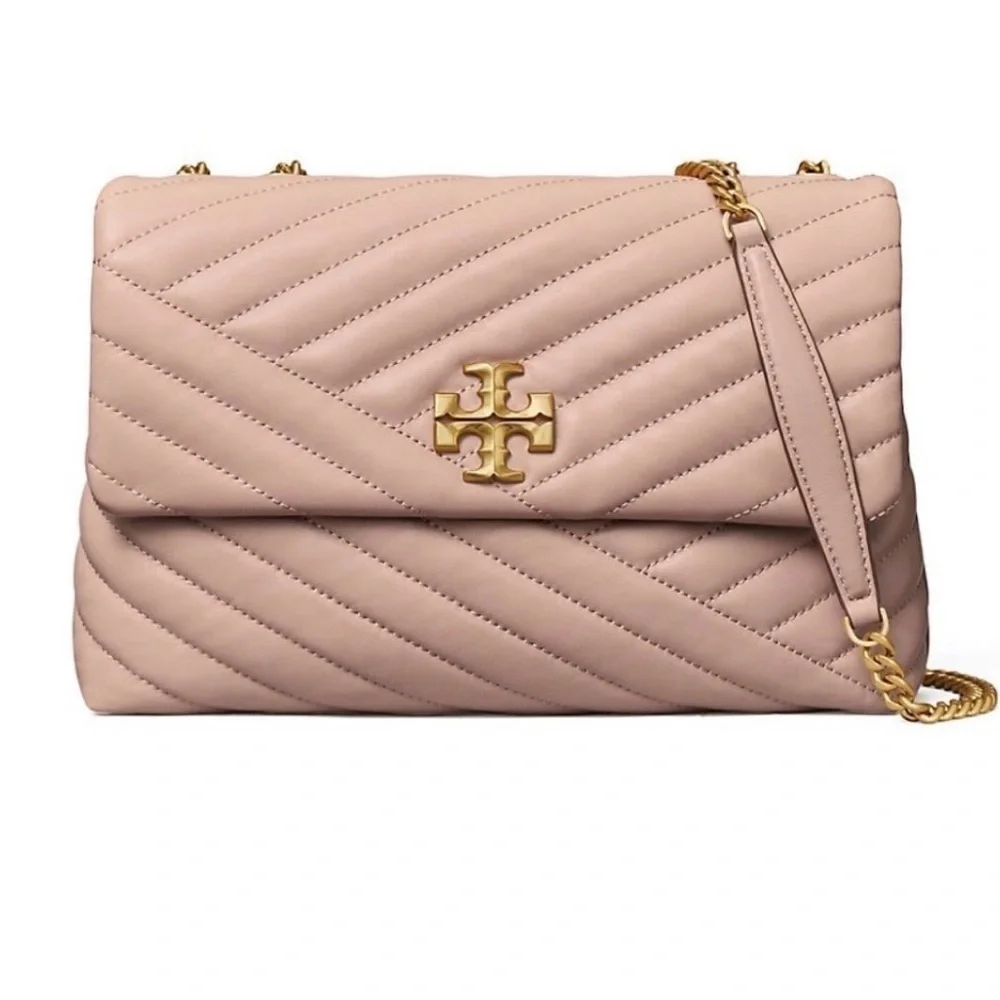 NWOT Tory Burch Kira Chevron Quilted Leather Convertible Bag Meadow Sweet